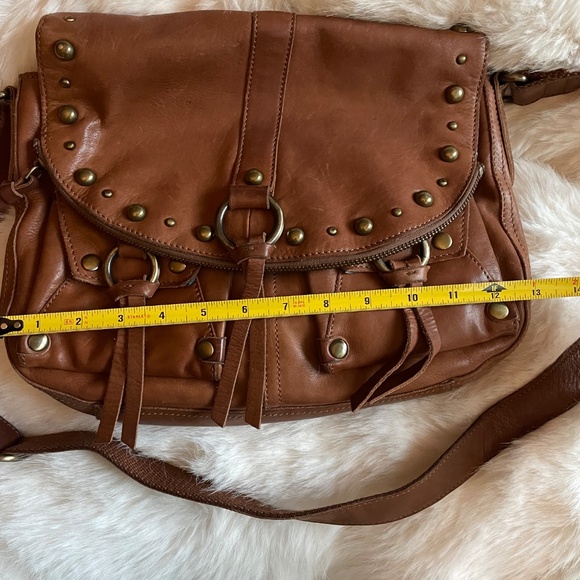 Lucky Brand Brown Leather Boho Shoulder Crossbody Bag with Tassels - Picture 13 of 16